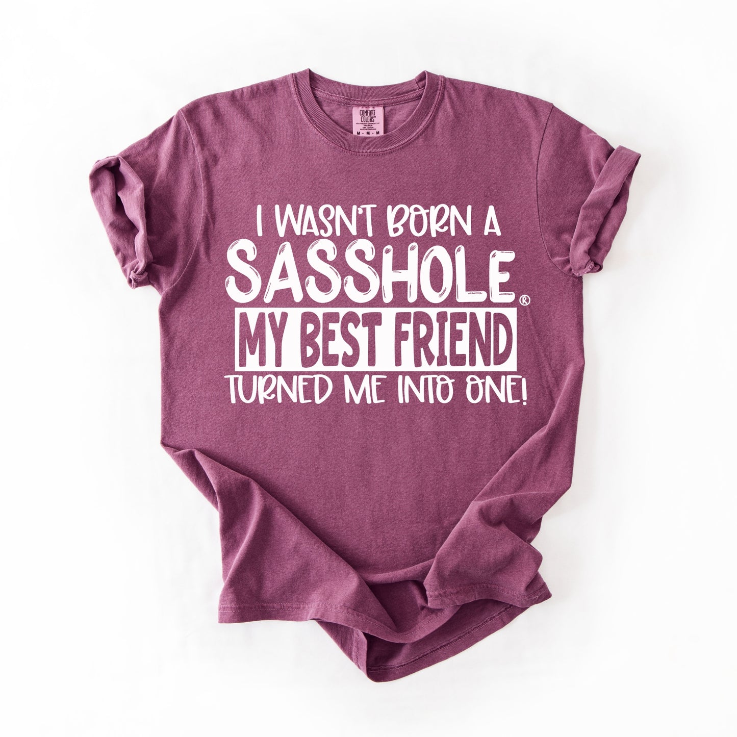 I Wasn’t Born a Sasshole® Tee – Funny Comfort Colors® Best Friend Shirt