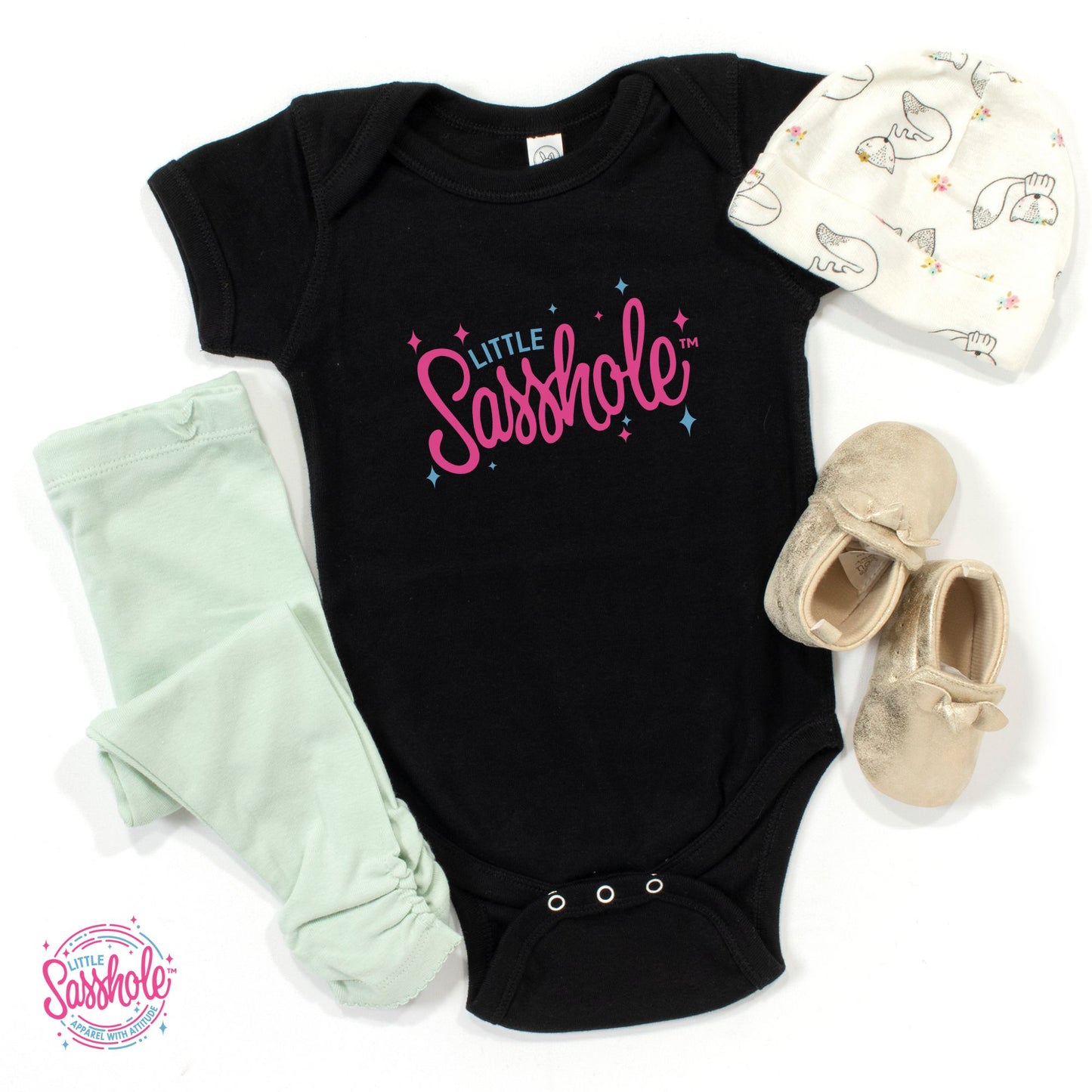 black funny baby onesie