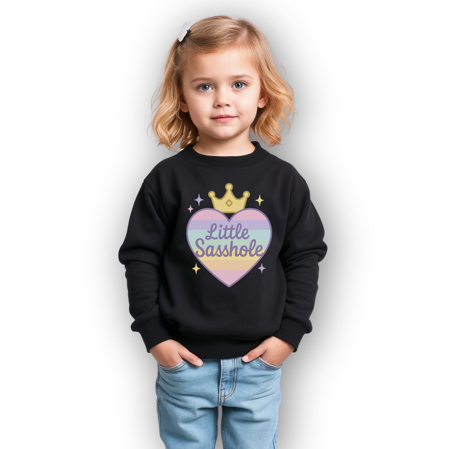 Little Sasshole® Crown & Heart Toddler Sweatshirt – Cute & Bold