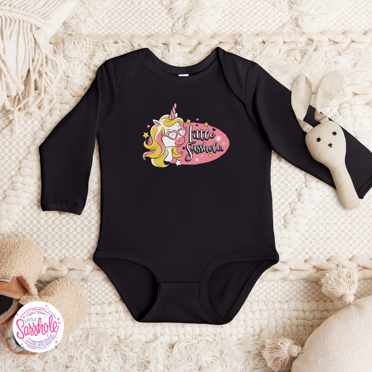 Unicorn Dreams: Little Sasshole™ Baby Long Sleeve Bodysuit