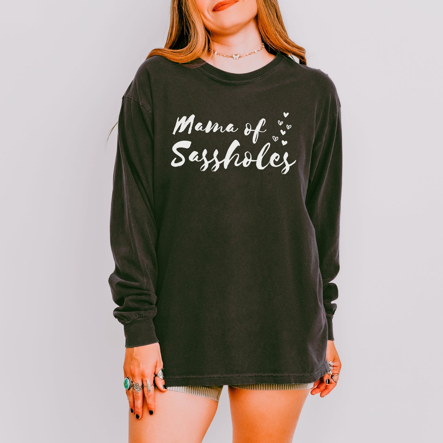 Mama of Sassholes® Long Sleeve Comfort Colors® Tee – Bold, Funny, and Effortlessly Cool