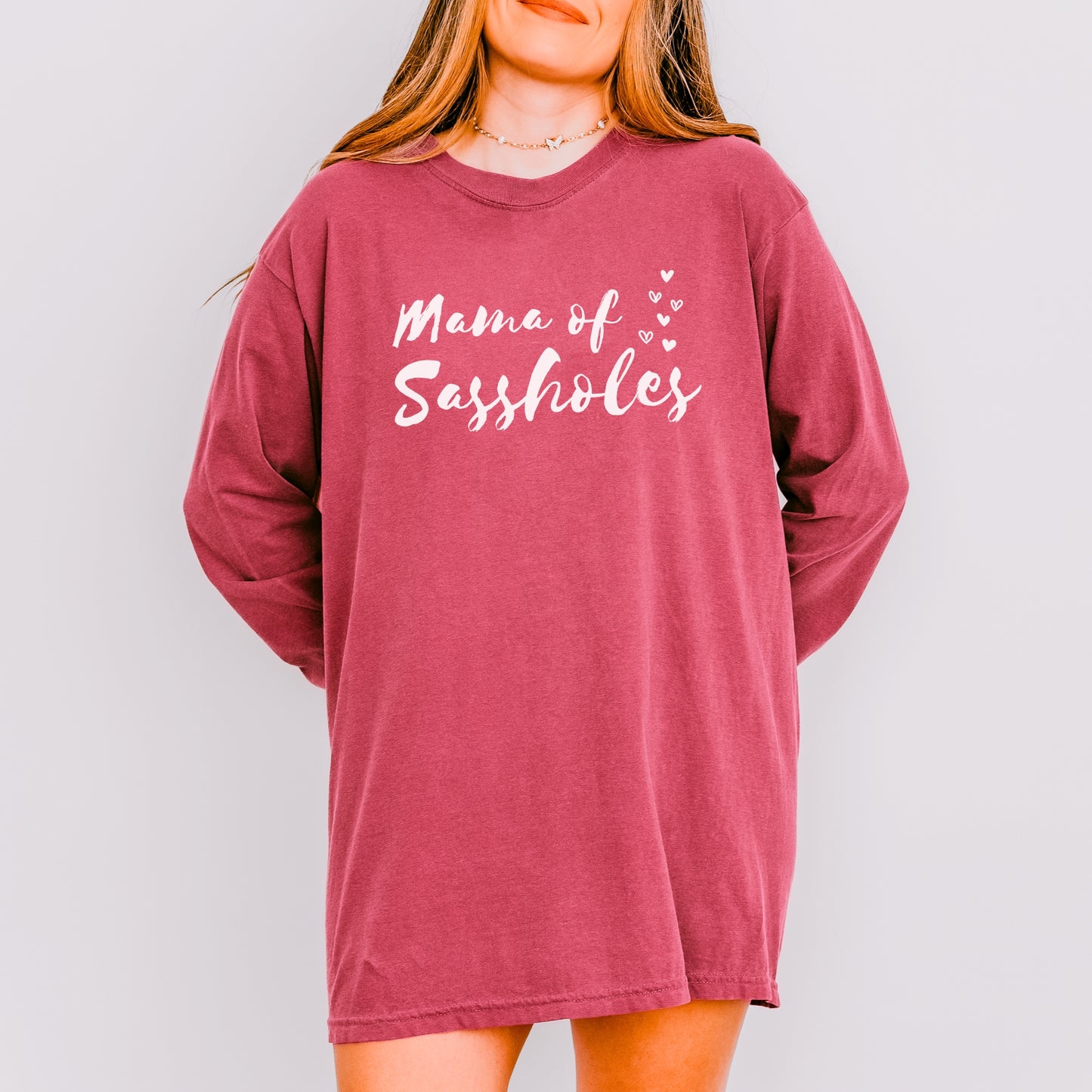 Mama of Sassholes® Long Sleeve Comfort Colors® Tee – Bold, Funny, and Effortlessly Cool