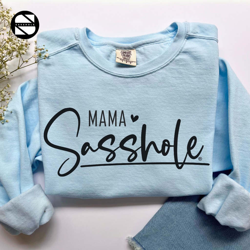 women's mama sasshole chambray cozy garment-dyed sweatshirt