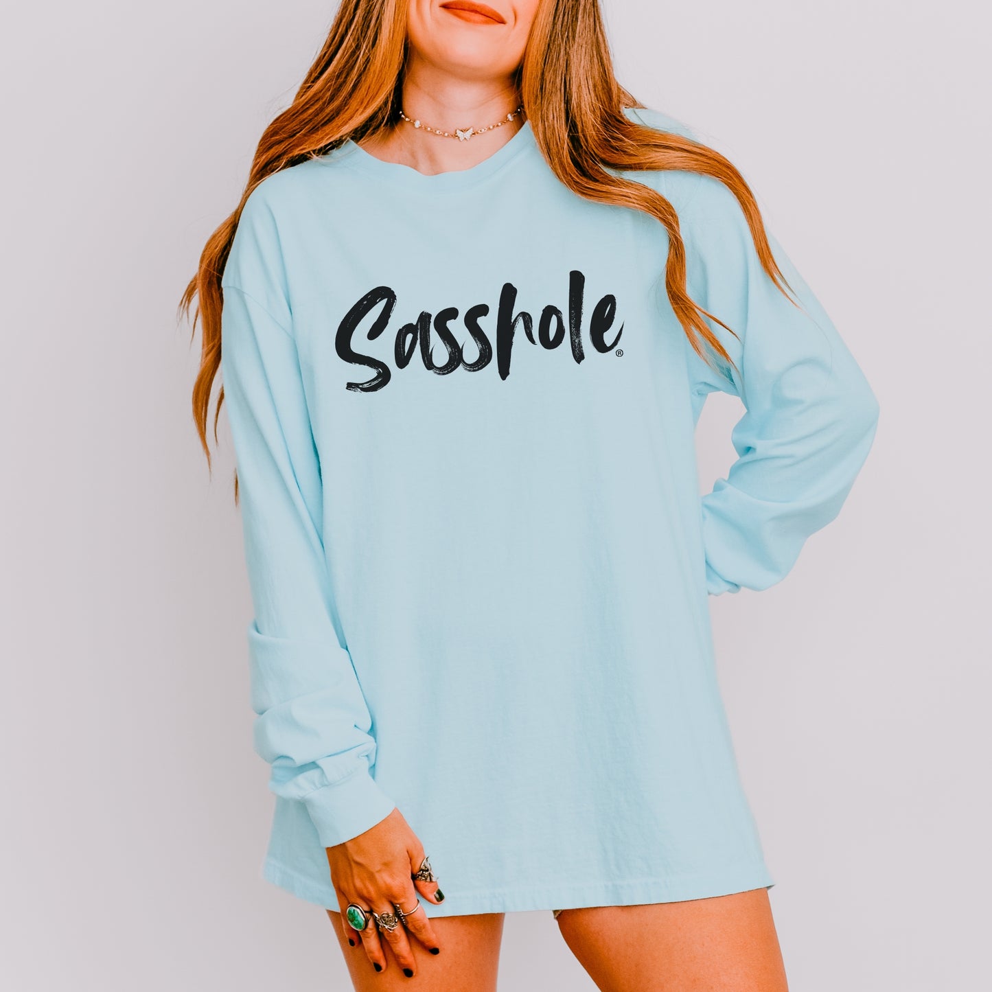 Sasshole® Women's Comfort Colors® Long Sleeve Tee – Bold Script Statement Style