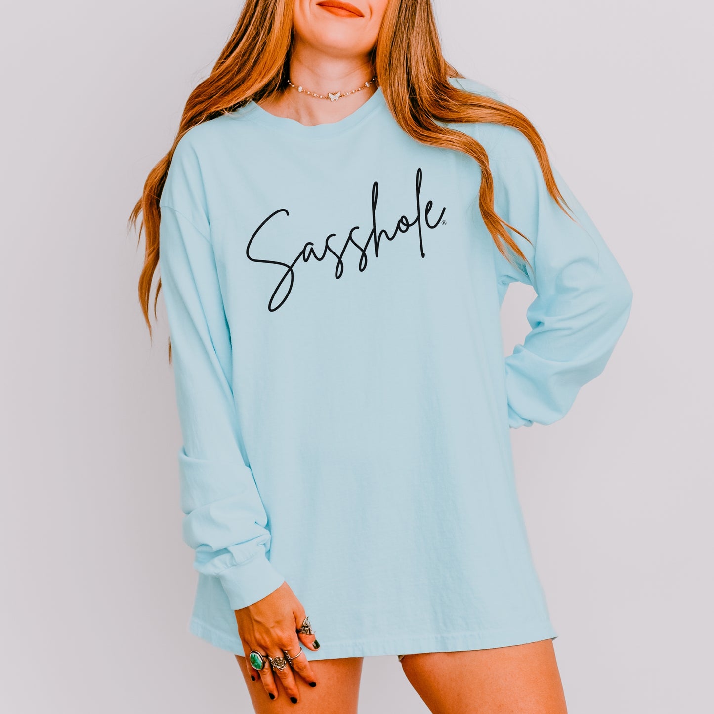 Sasshole® Script Long Sleeve Tee – Bold, Minimalist Comfort Colors® Style