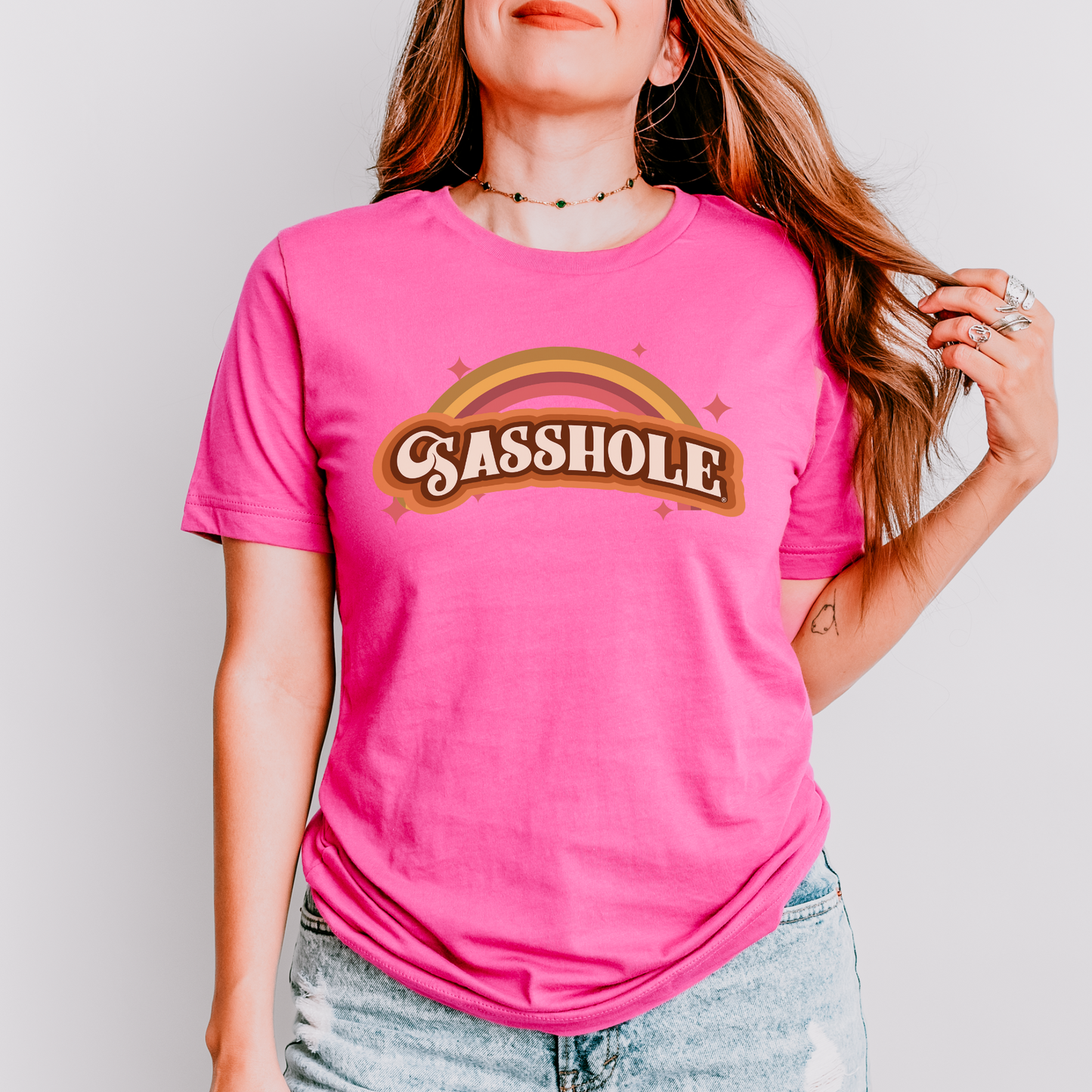Sasshole® Retro Rainbow Women's T-Shirt - Bright, Bold, and Full of Sass