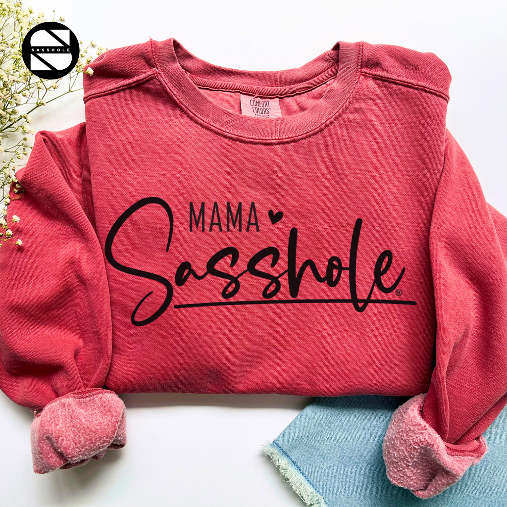 women's mama sasshole crimson cozy garment-dyed sweatshirt