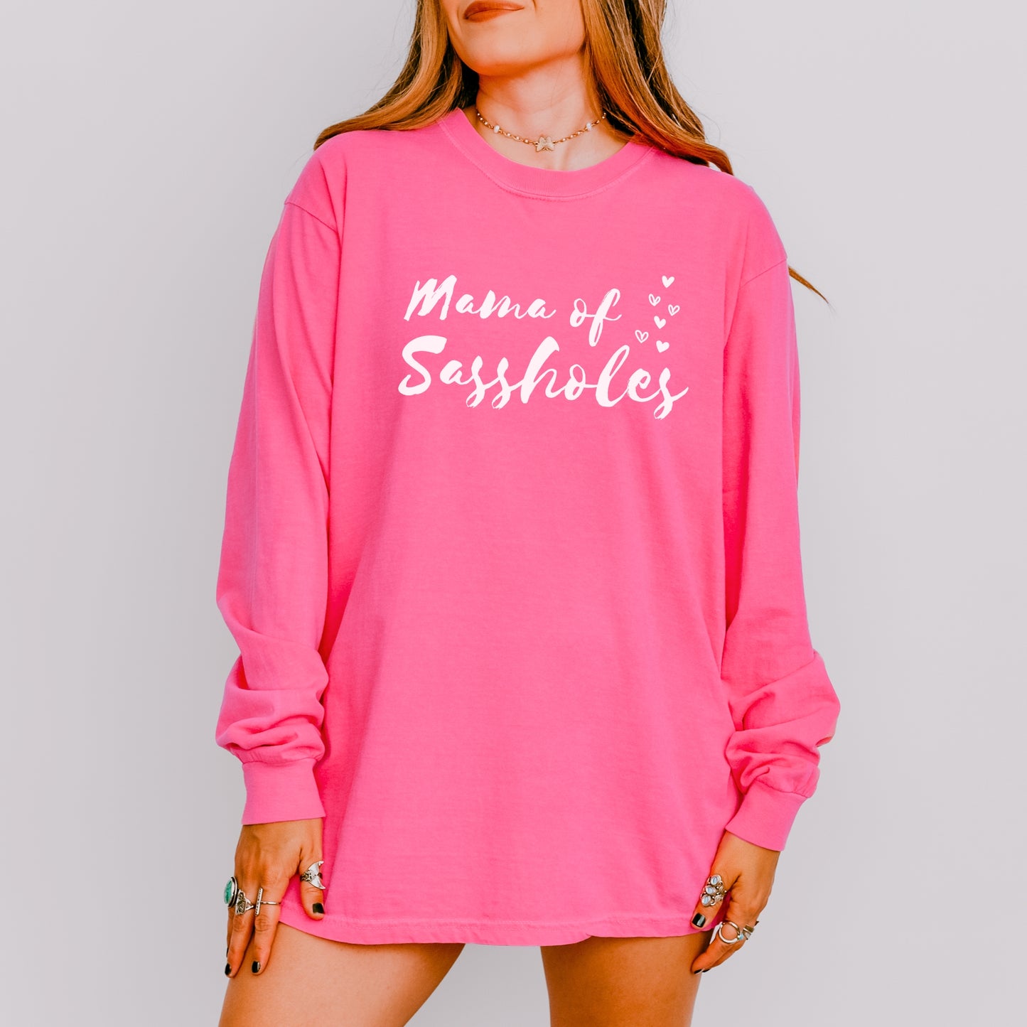 Mama of Sassholes® Long Sleeve Comfort Colors® Tee – Bold, Funny, and Effortlessly Cool