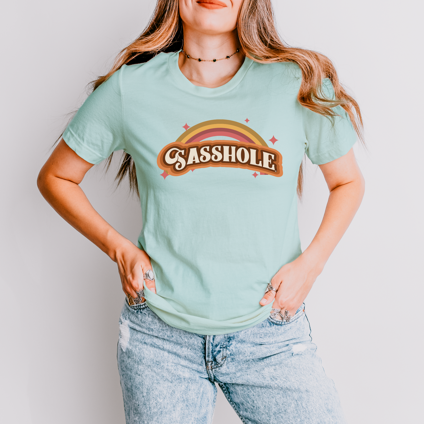 Sasshole® Retro Rainbow Women's T-Shirt - Bright, Bold, and Full of Sass