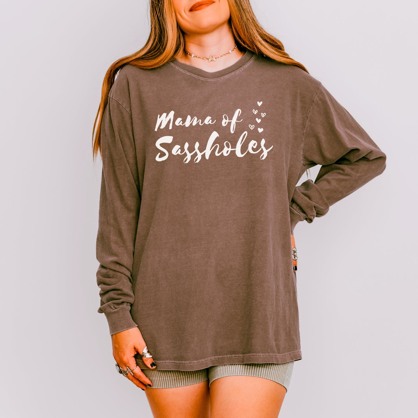 Mama of Sassholes® Long Sleeve Comfort Colors® Tee – Bold, Funny, and Effortlessly Cool