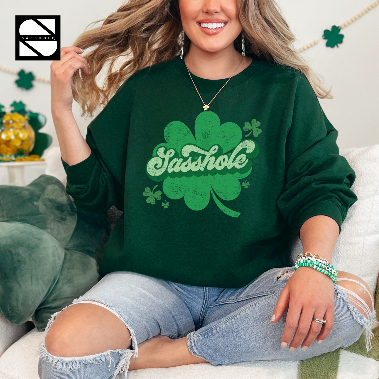 St Patrick's Day Sweatshirt Forest Green