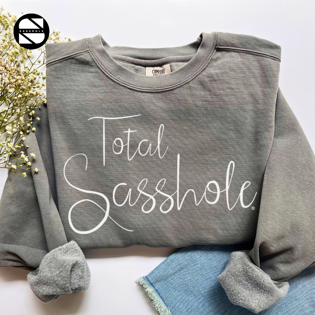 women's total sasshole grey vintage garment-dyed sweatshirt