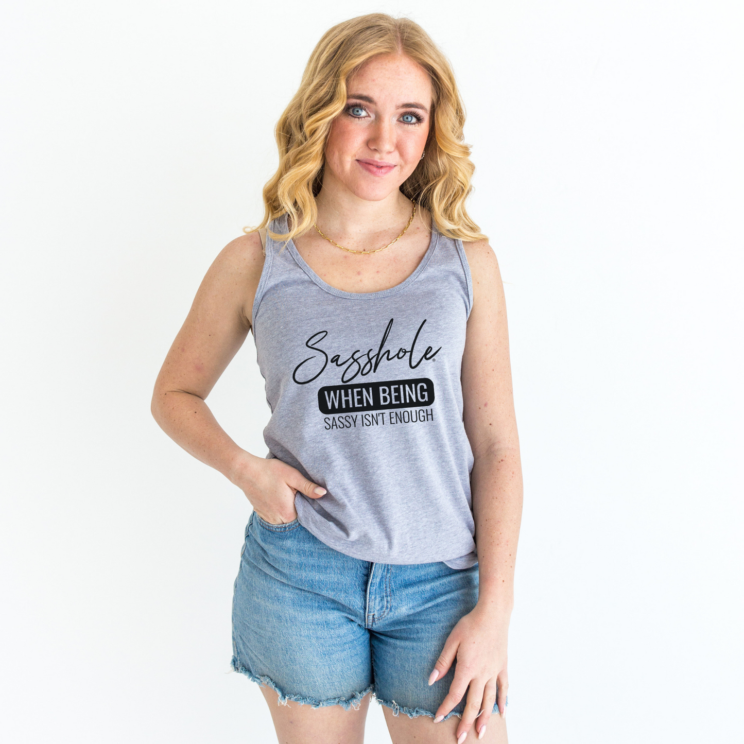 Ladies Heather Gray Graphic Tank
