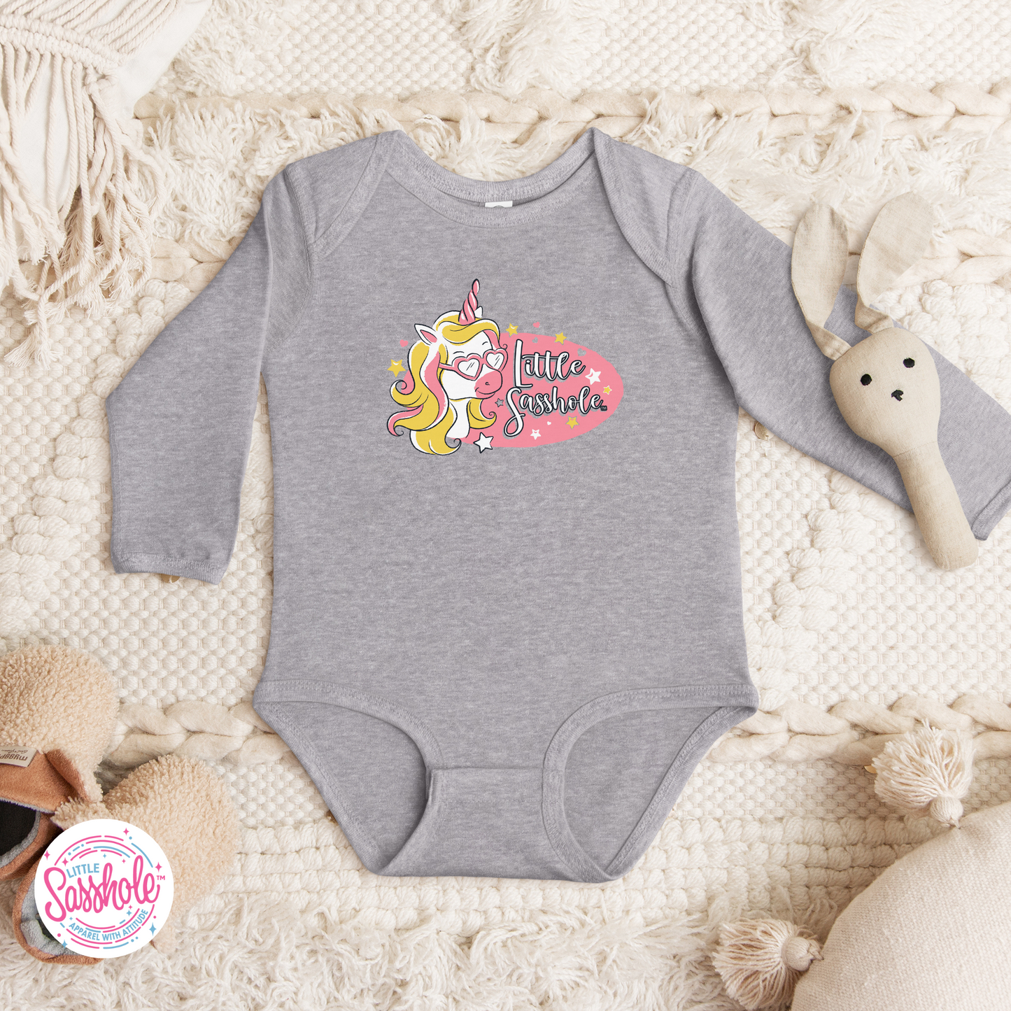 Unicorn Dreams: Little Sasshole™ Baby Long Sleeve Bodysuit