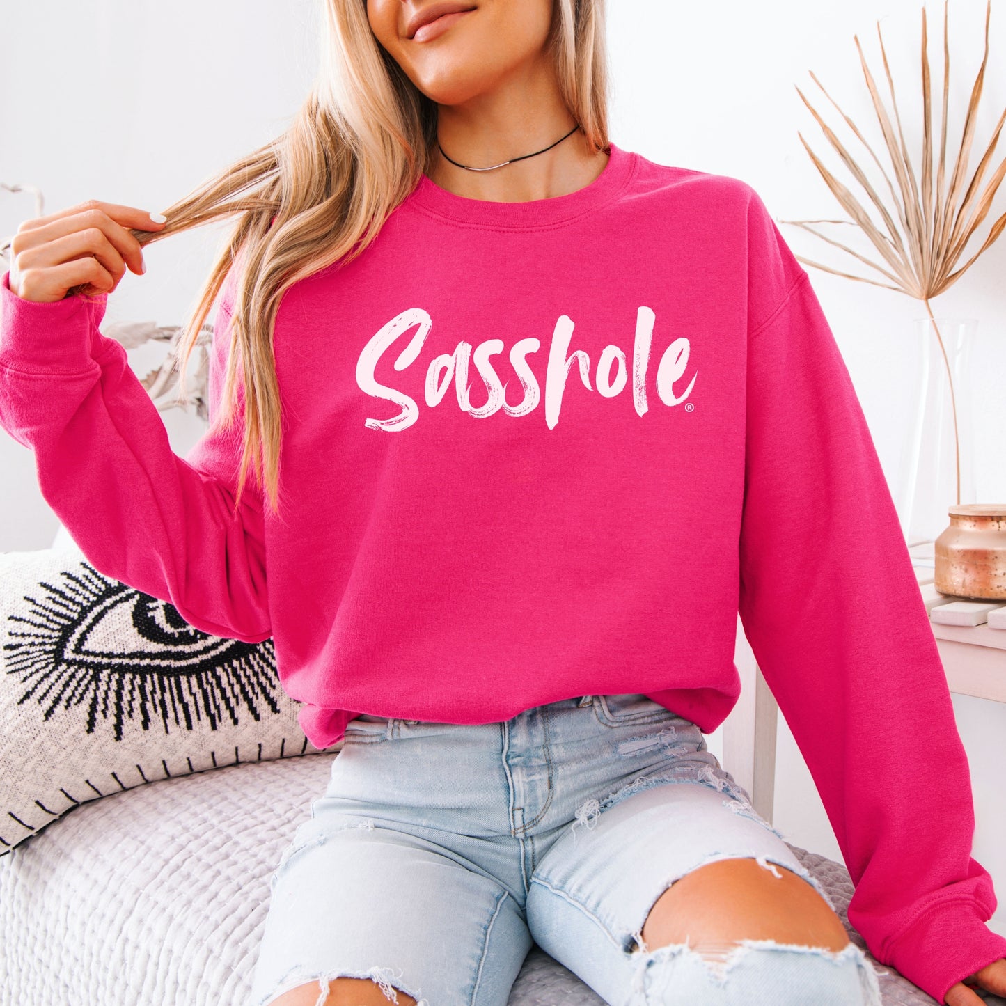 Sasshole® Women’s Funny Graphic Sweatshirt – Sassy Casual Crewneck Pullover