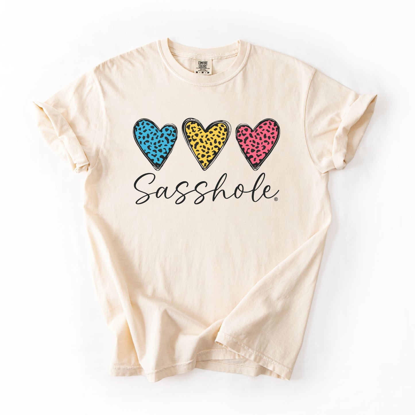 Sasshole® Triple Heart Comfort Colors® Tee – Fun & Bold Women’s Graphic T-Shirt