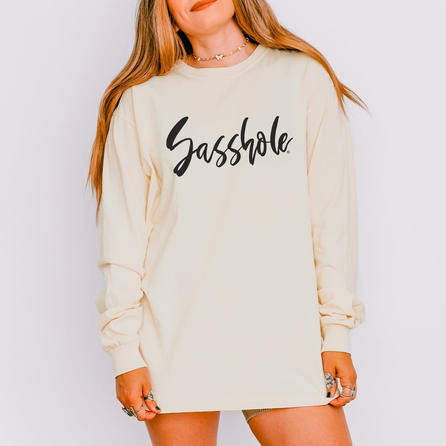 Sasshole® Signature Script Long Sleeve Tee – Bold Comfort Colors® Style