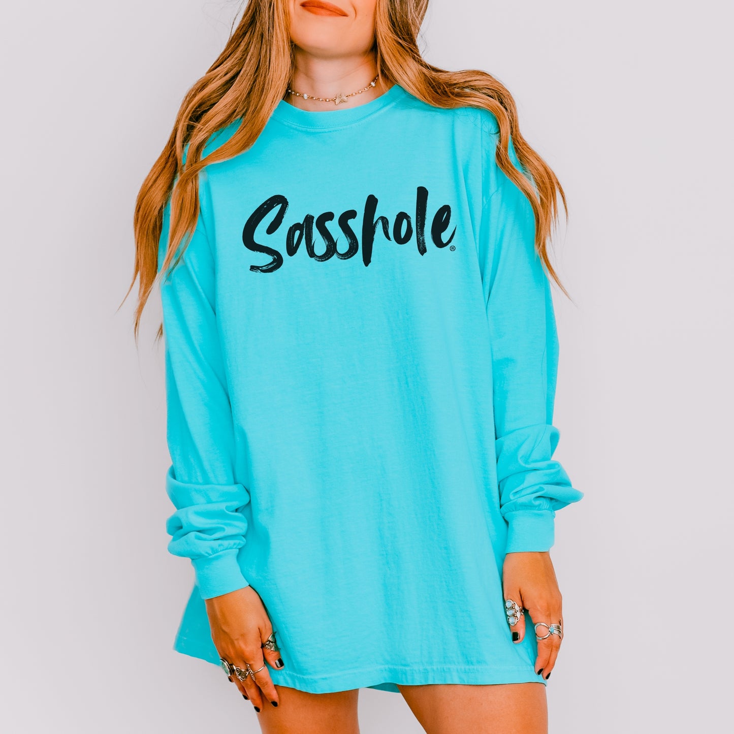Sasshole® Women's Comfort Colors® Long Sleeve Tee – Bold Script Statement Style