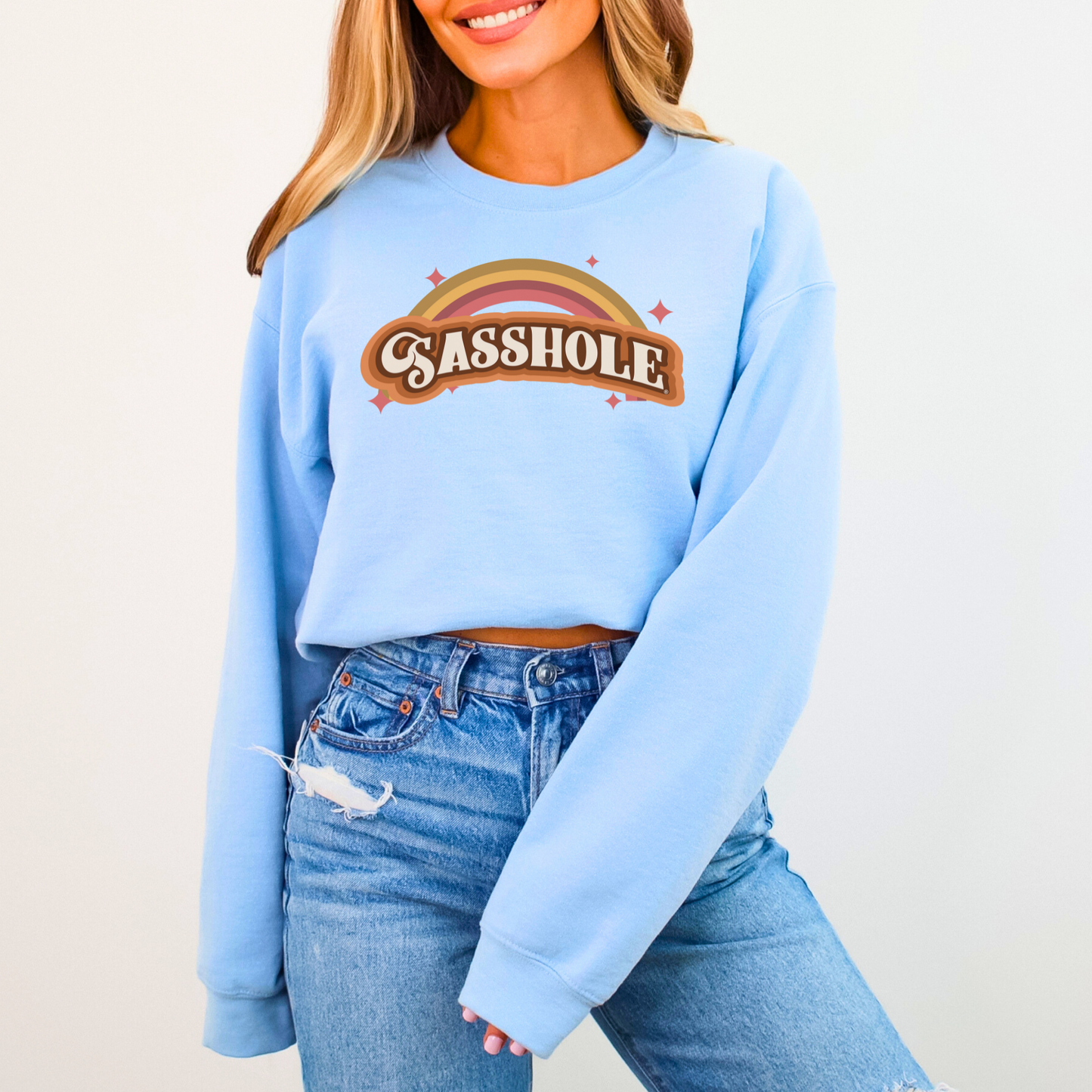 70's Inspired Sasshole®: Chic & Retro Rainbow Women's Vintage Sweatshirt