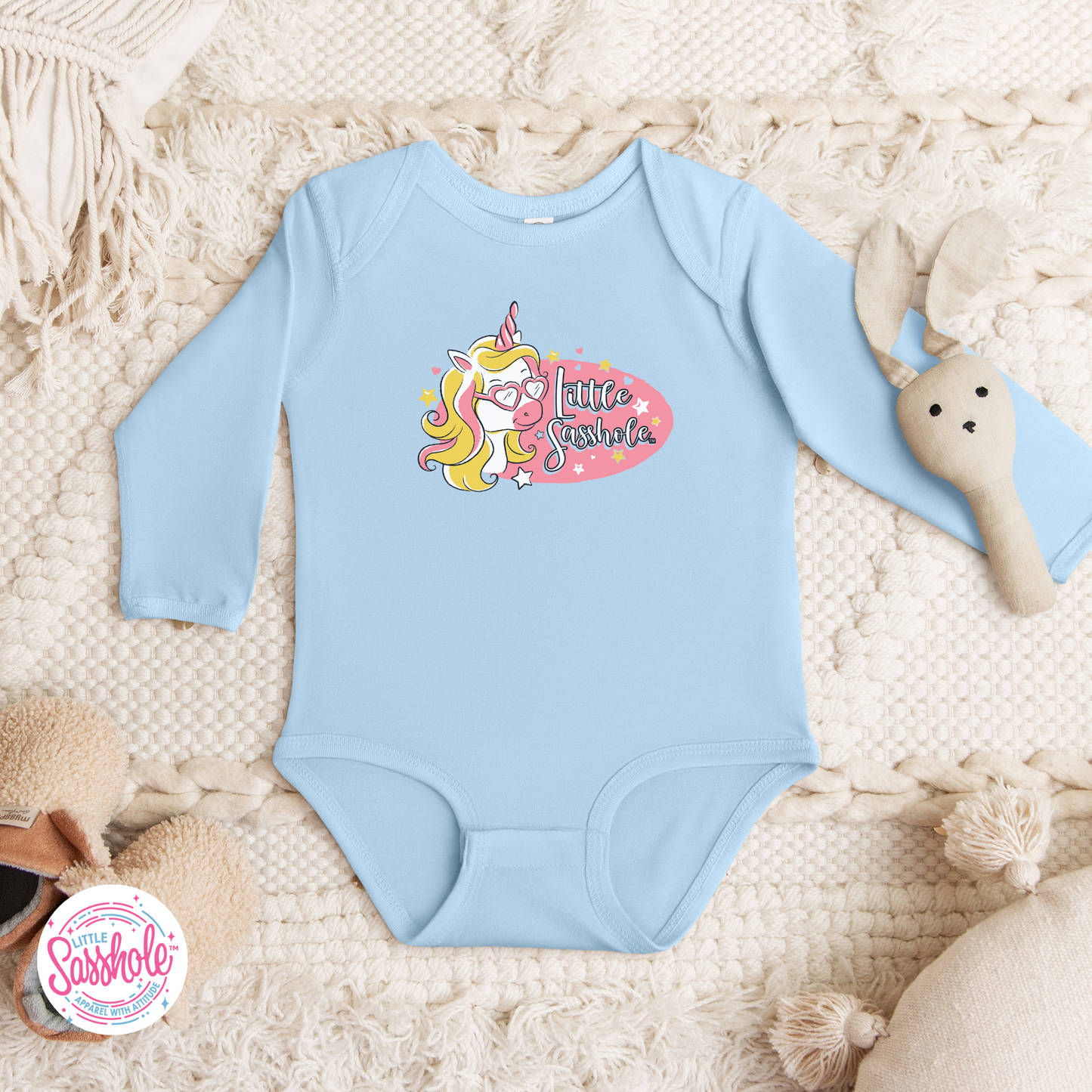 Unicorn Dreams: Little Sasshole™ Baby Long Sleeve Bodysuit