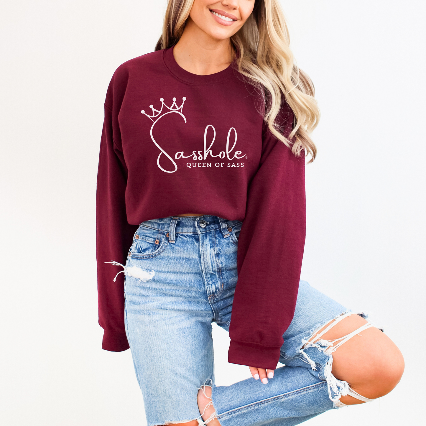 Sass in Charge: Sasshole® - Queen of Sass Women's Graphic Sweatshirts