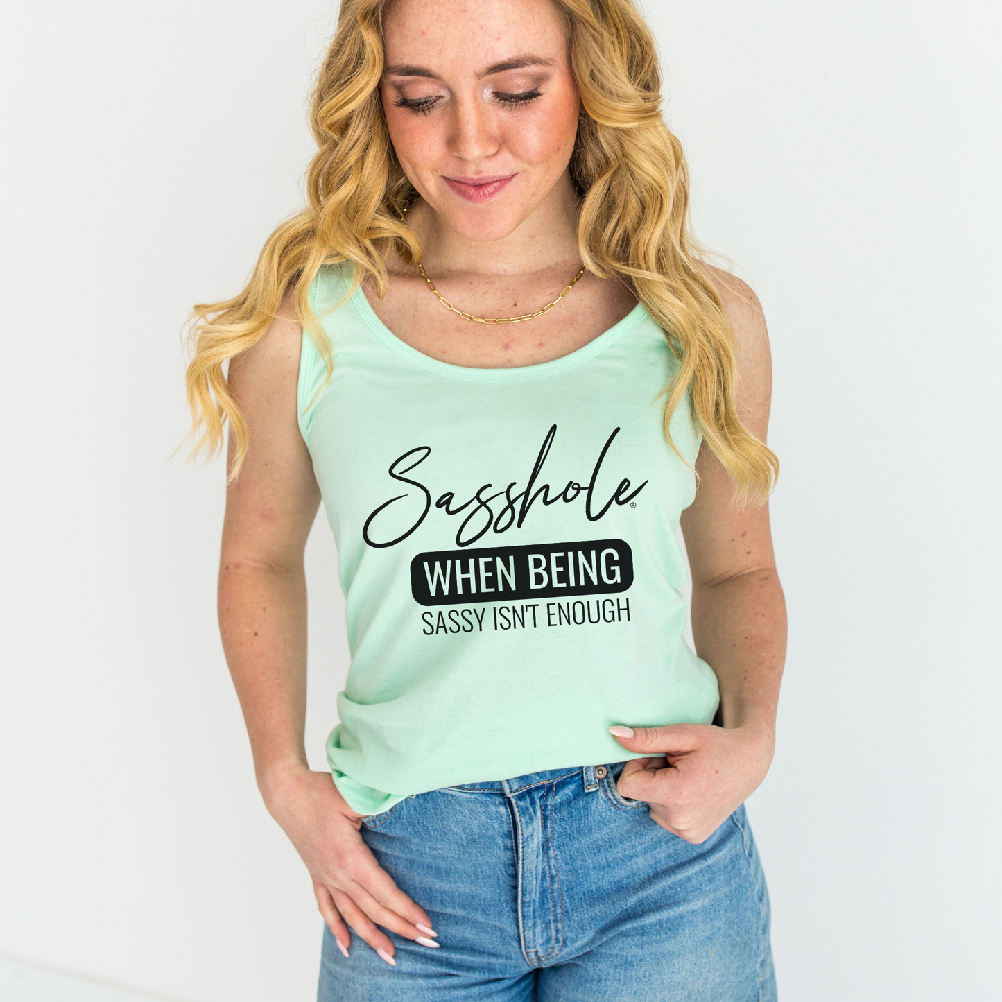 Ladies Mint Graphic Tank