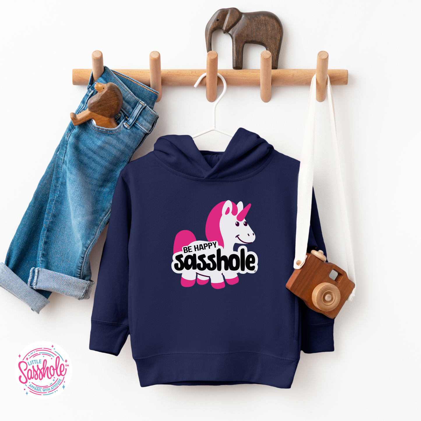 Be Happy Sasshole Navy Toddler Hoodies