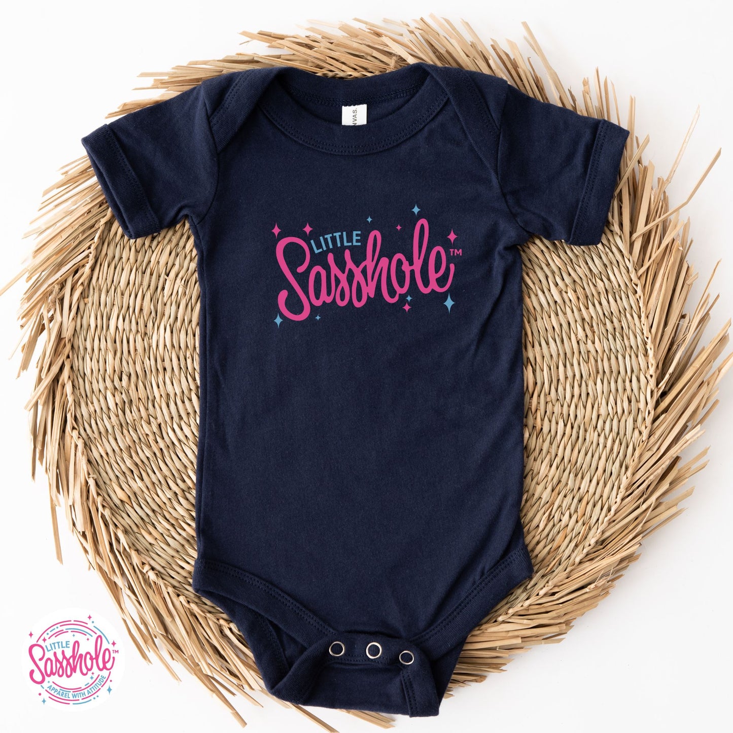 navy funny baby onesie