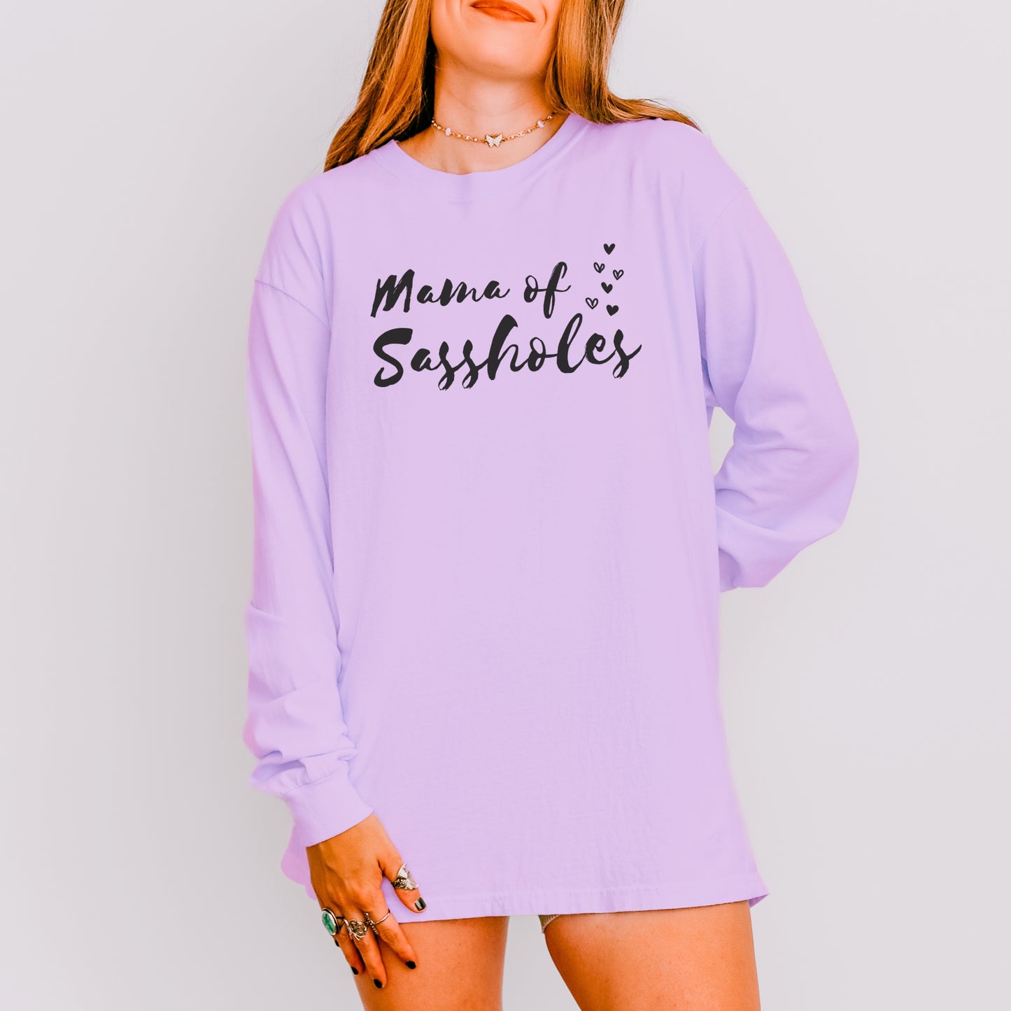 Mama of Sassholes® Long Sleeve Comfort Colors® Tee – Bold, Funny, and Effortlessly Cool
