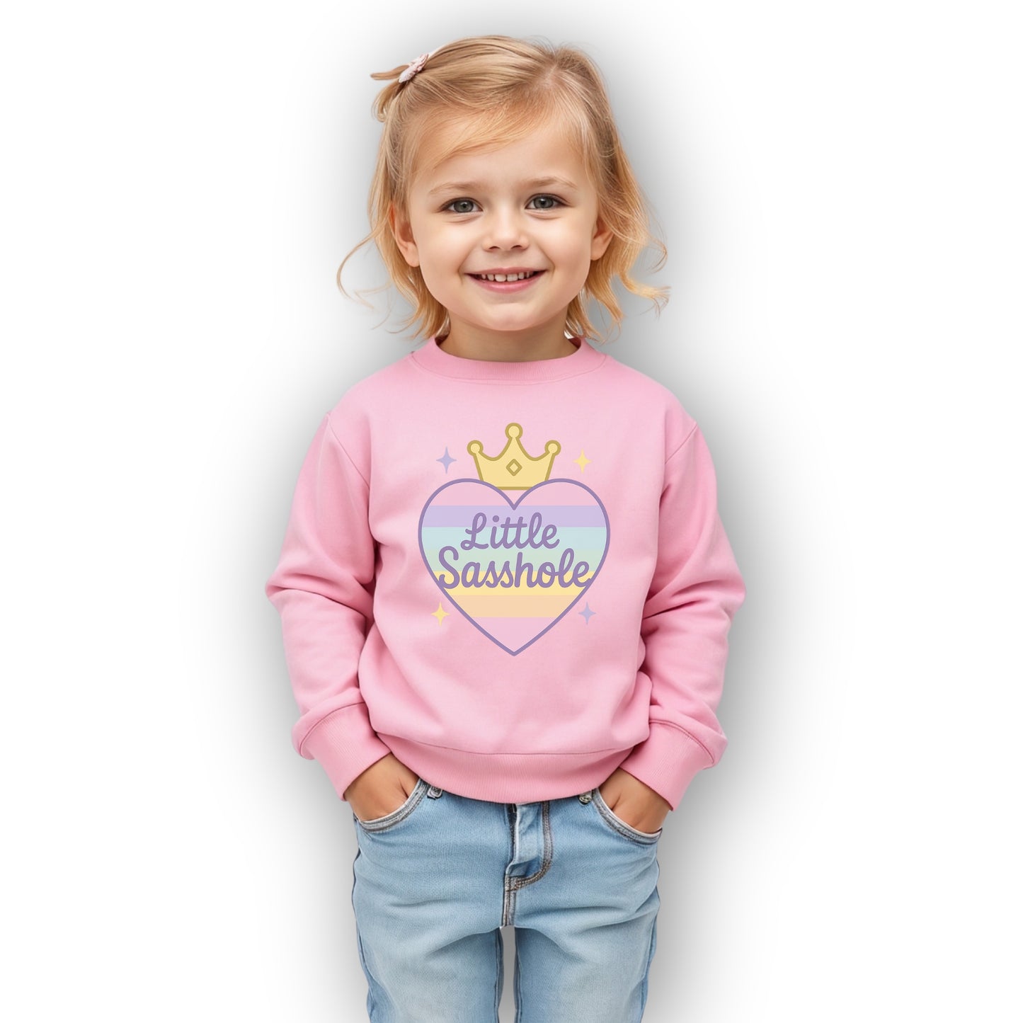 Little Sasshole® Crown & Heart Toddler Sweatshirt – Cute & Bold