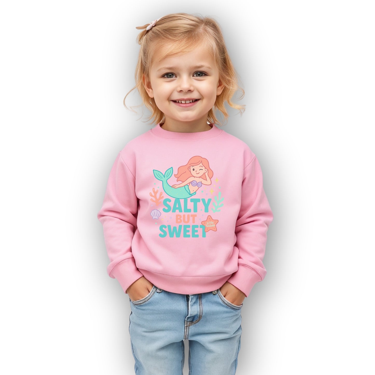 Salty but Sweet Little Sasshole® Toddler Sweatshirt – Funny Mermaid Graphic Pullover for Girls