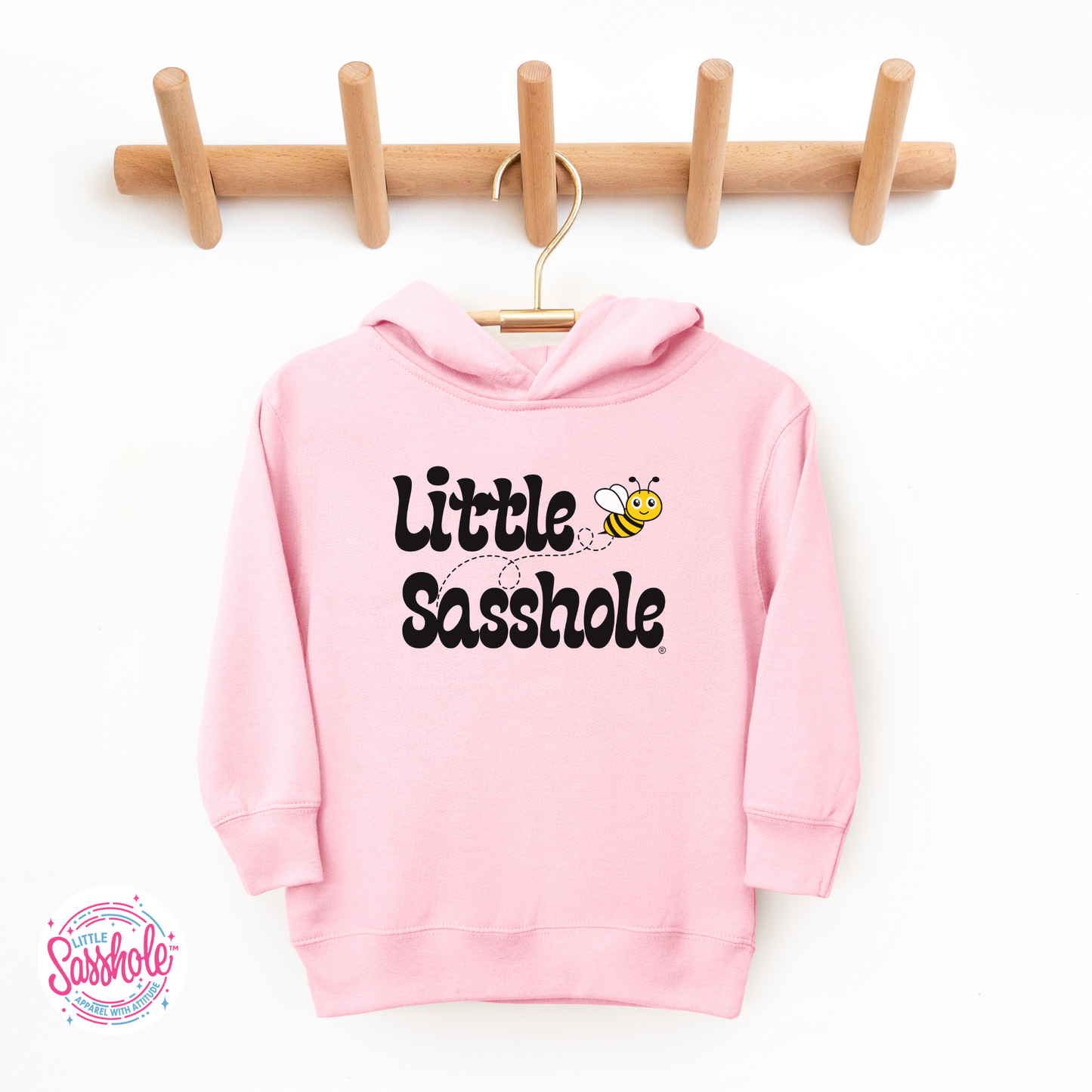 Little Sasshole Bumble Bee Pink Toddler Hoodies