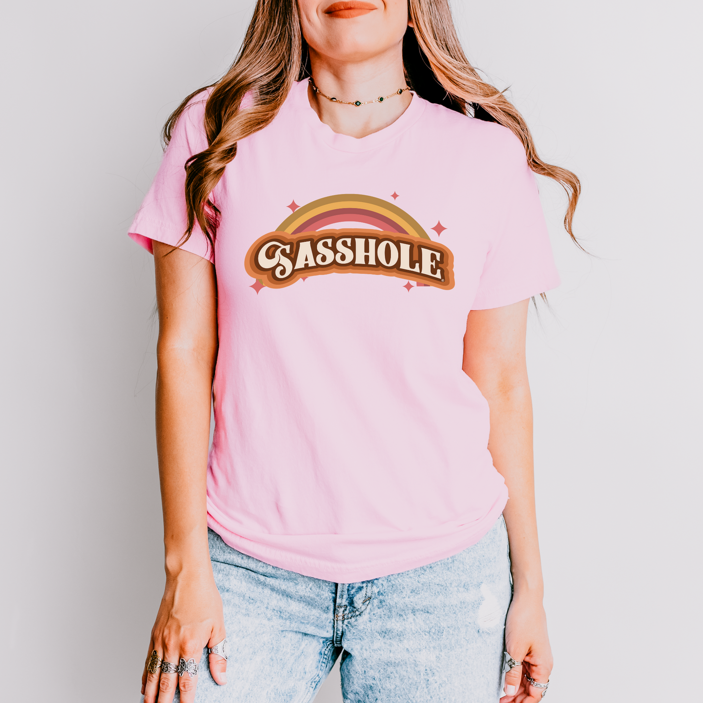 Sasshole® Retro Rainbow Women's T-Shirt - Bright, Bold, and Full of Sass