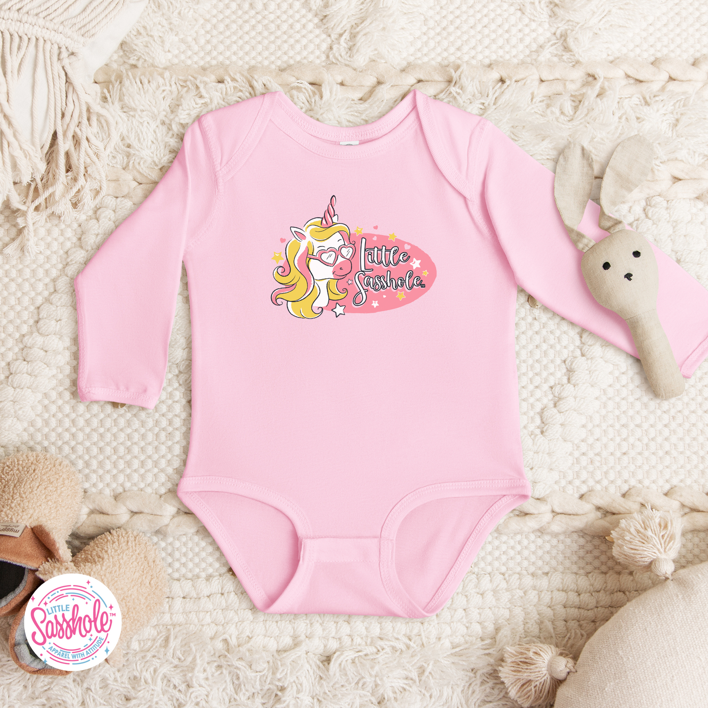 Unicorn Dreams: Little Sasshole™ Baby Long Sleeve Bodysuit
