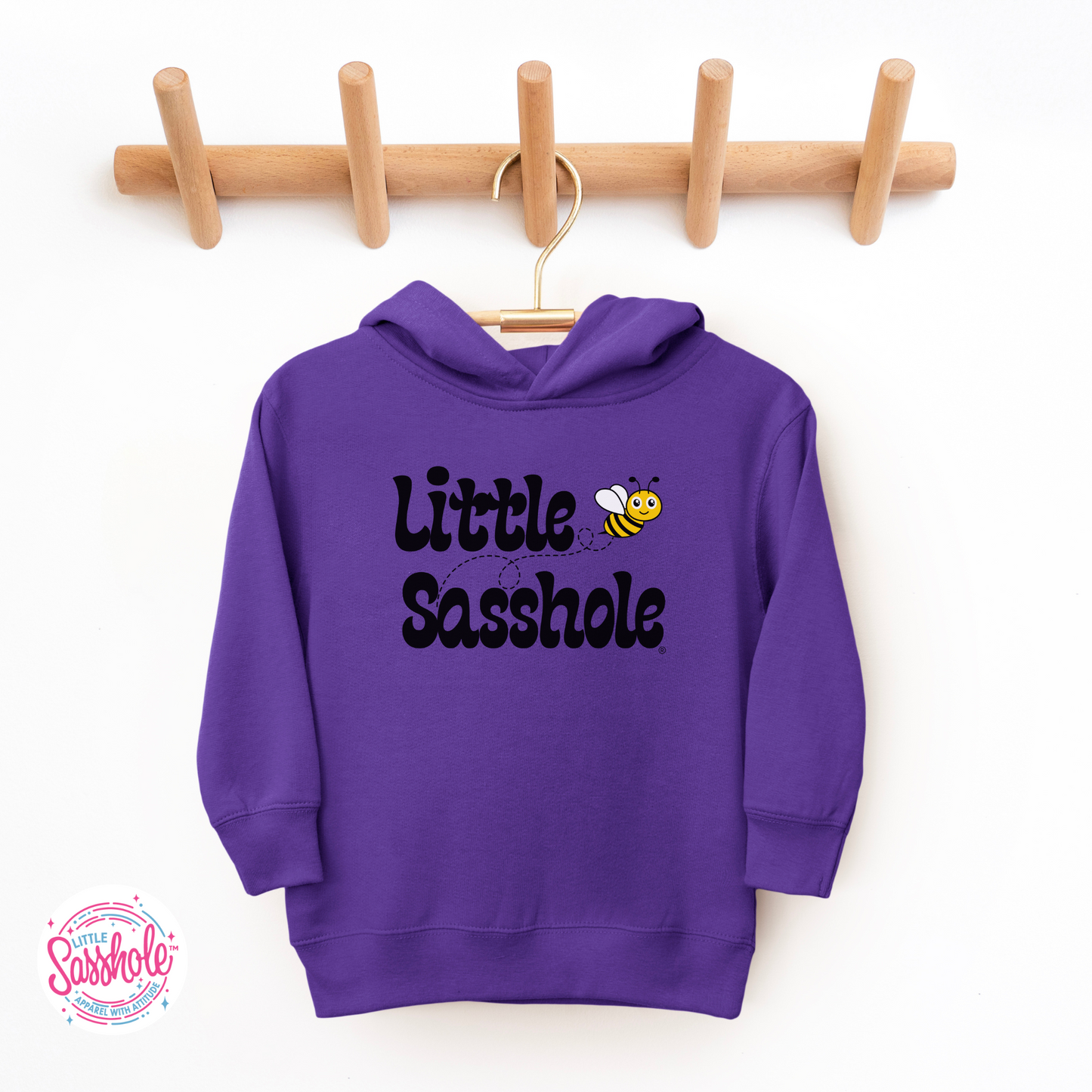 Little Sasshole Bumble Bee Purple Toddler Hoodies