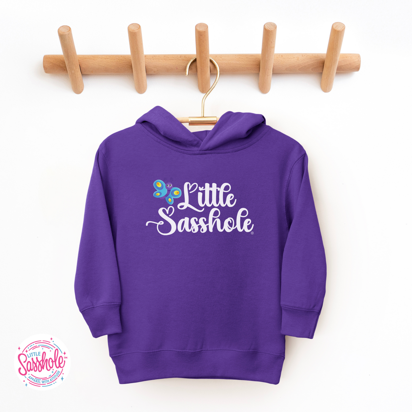 Little Sasshole Butterfly Purple Toddler Hoodies