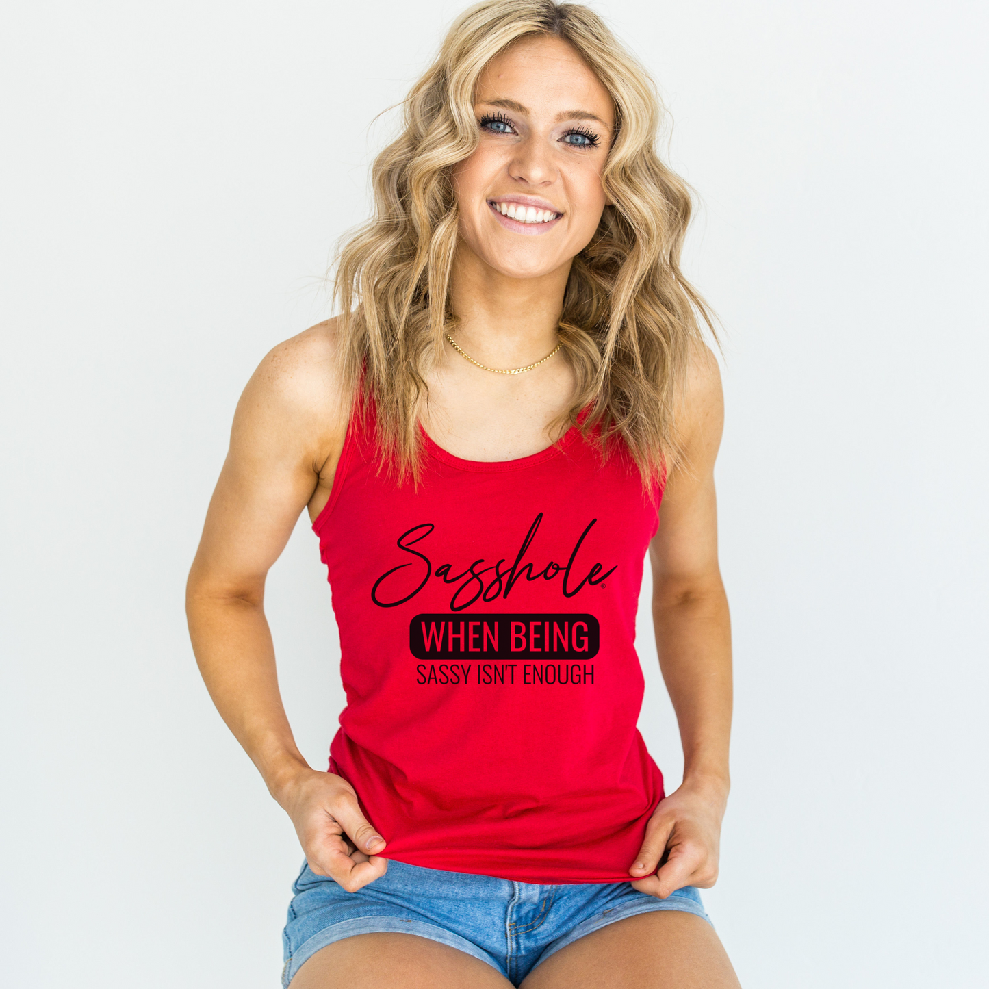 Ladies Red Graphic Tank