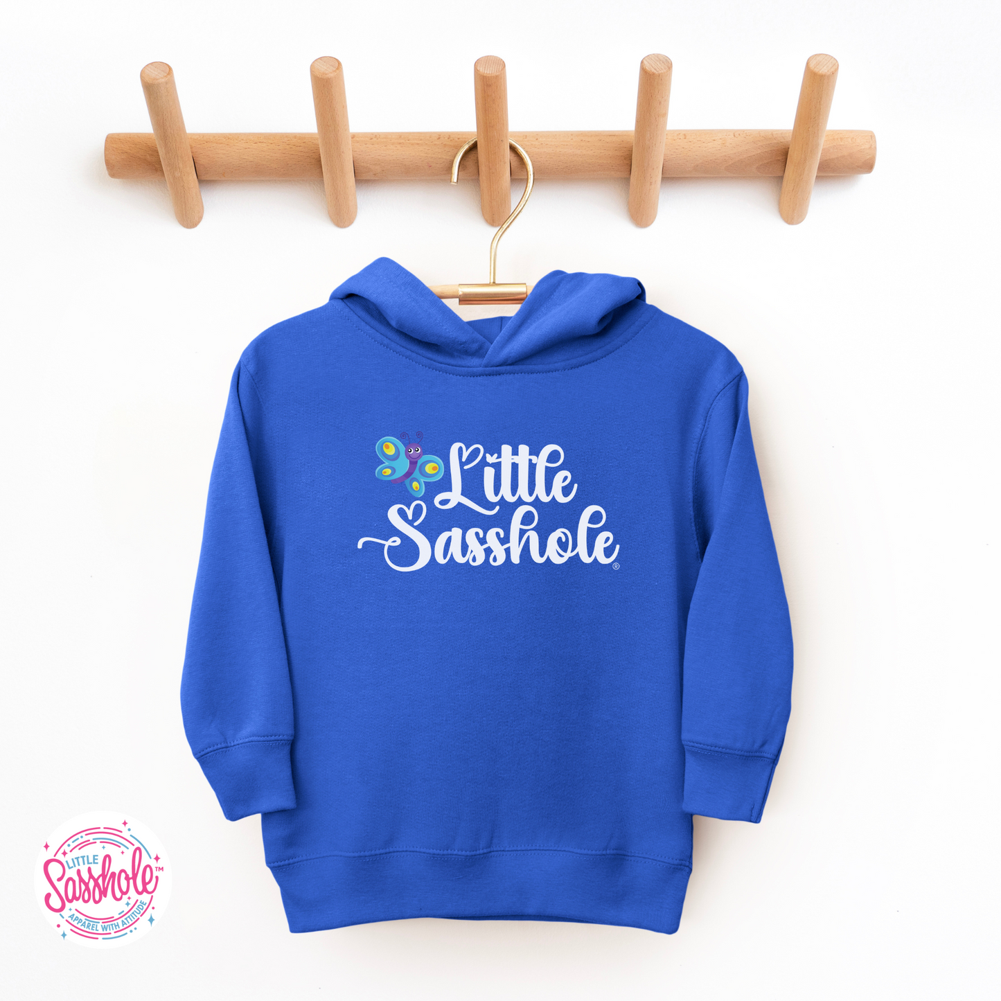Little Sasshole Butterfly Royal Blue Toddler Hoodies