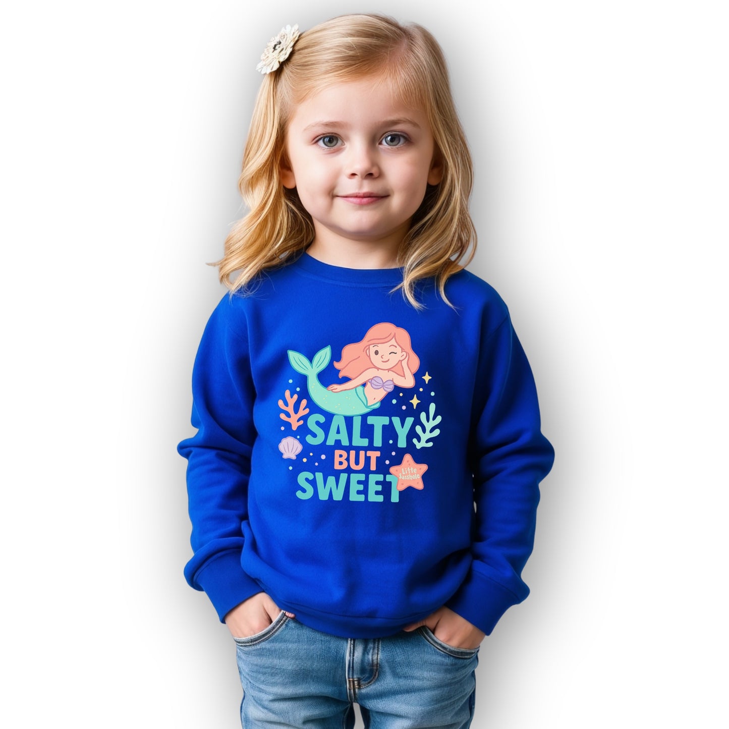 Salty but Sweet Little Sasshole® Toddler Sweatshirt – Funny Mermaid Graphic Pullover for Girls