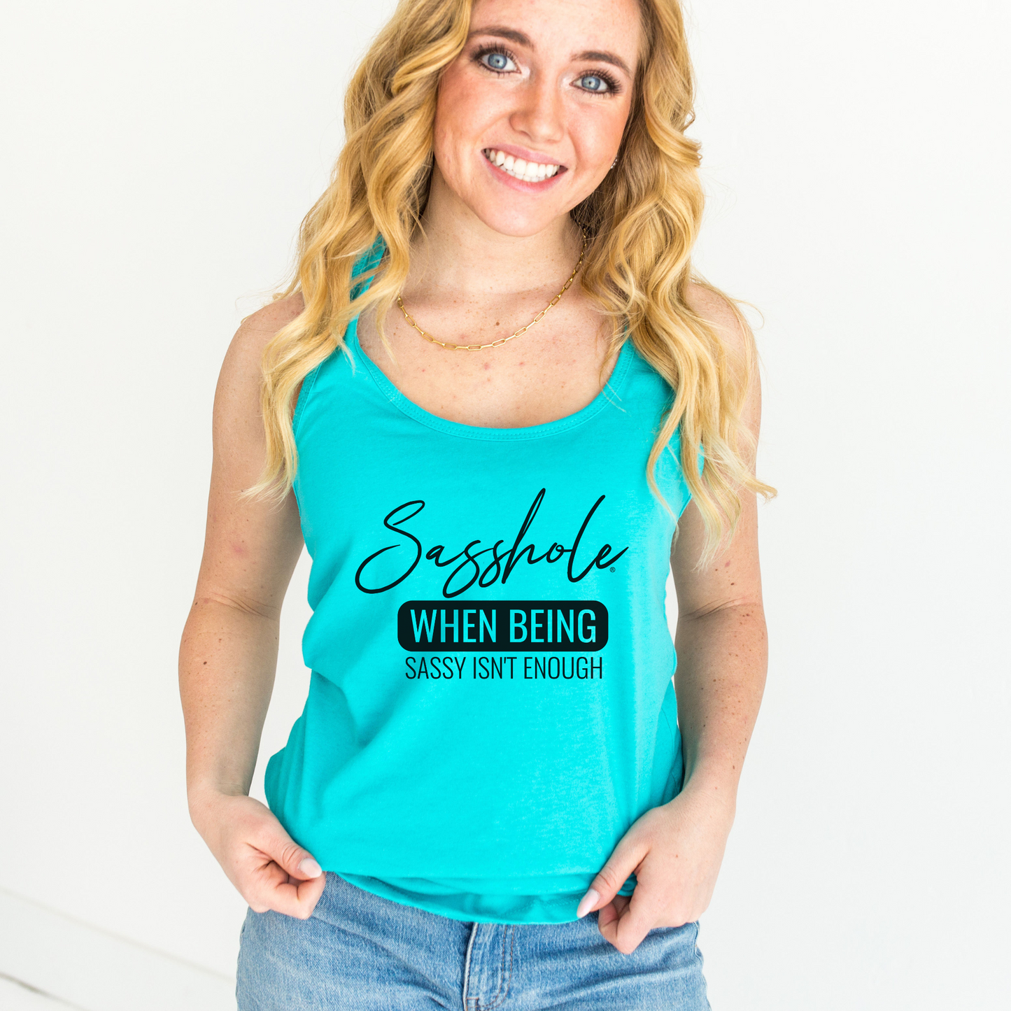 Ladies Tahiti Blue Graphic Tank