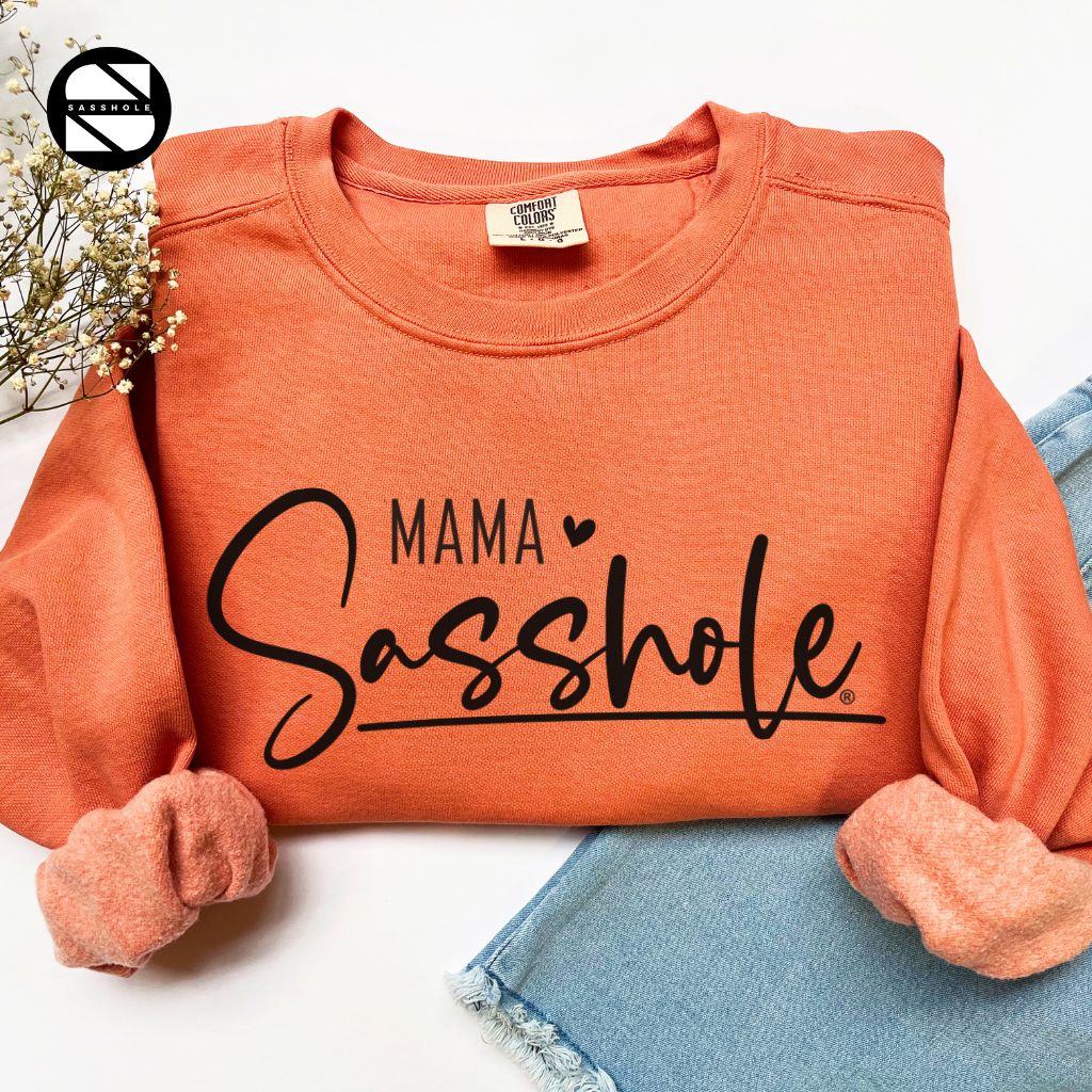 women's mama sasshole terracotta cozy garment-dyed sweatshirt