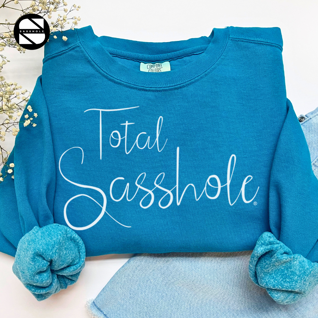 women's total sasshole topazblue vintage garment-dyed sweatshirt