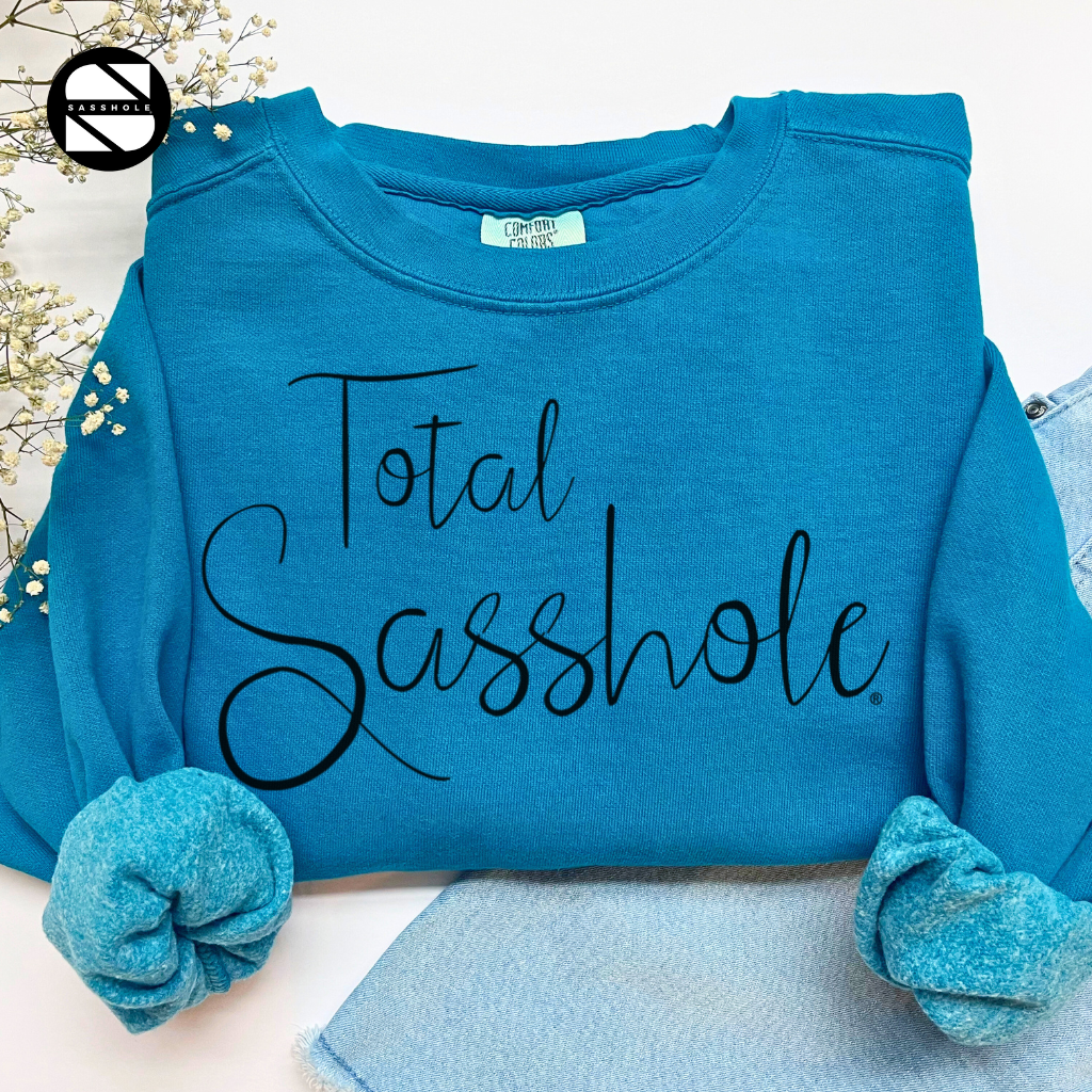 women's total sasshole topazblue garment-dyed sweatshirt