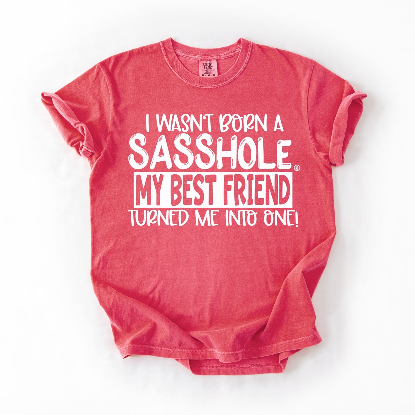 I Wasn’t Born a Sasshole® Tee – Funny Comfort Colors® Best Friend Shirt