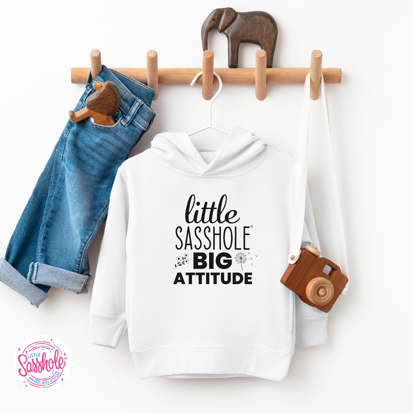 Little Sasshole White Girls Toddler Hoodies