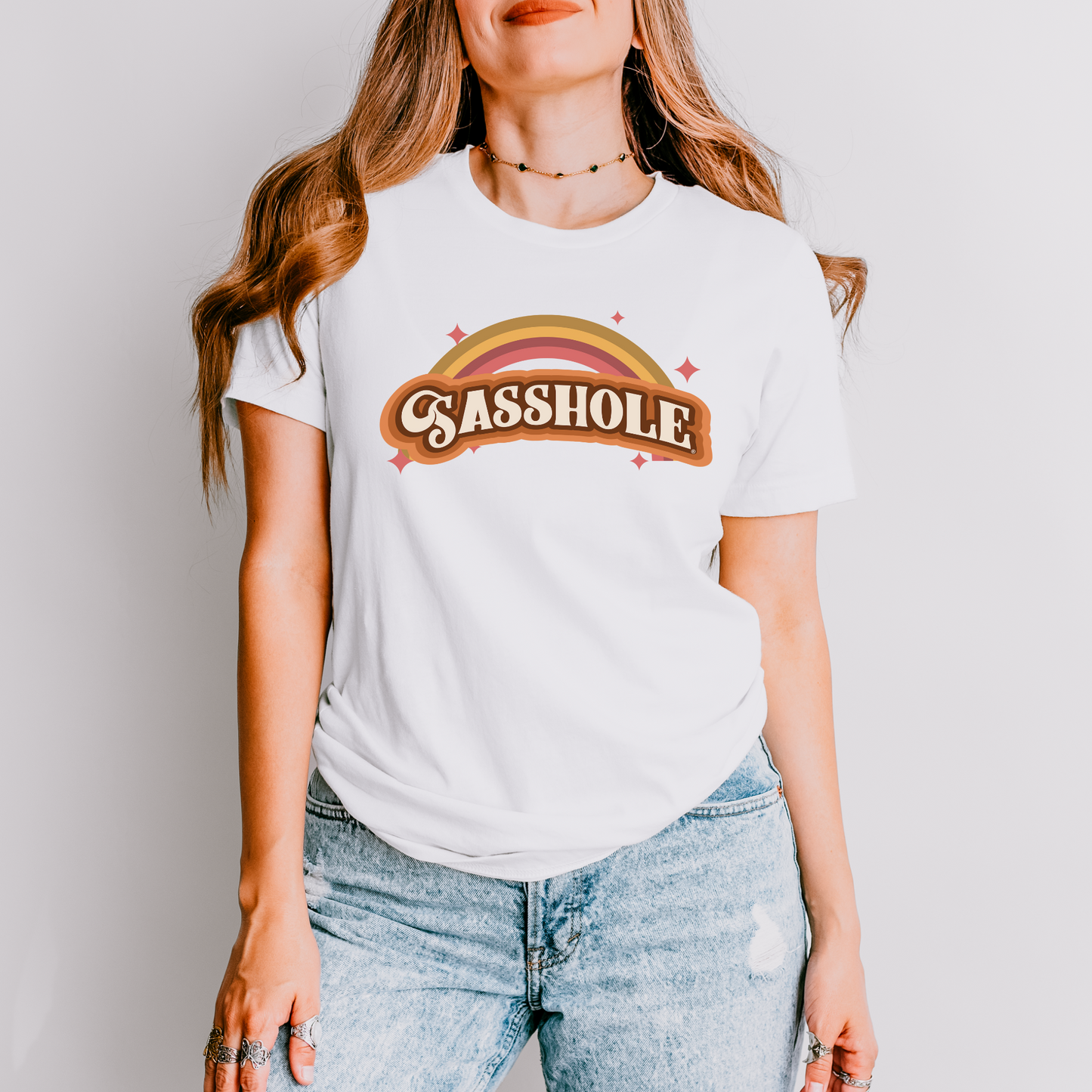 Sasshole® Retro Rainbow Women's T-Shirt - Bright, Bold, and Full of Sass