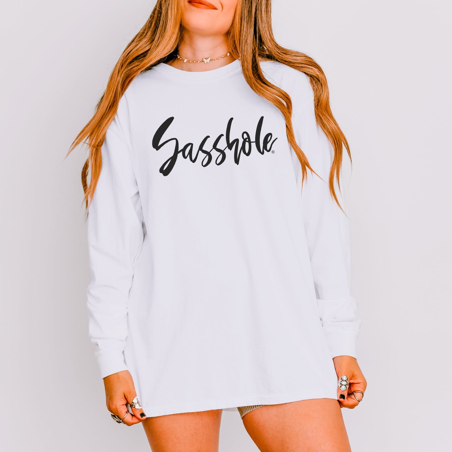 Sasshole® Signature Script Long Sleeve Tee – Bold Comfort Colors® Style