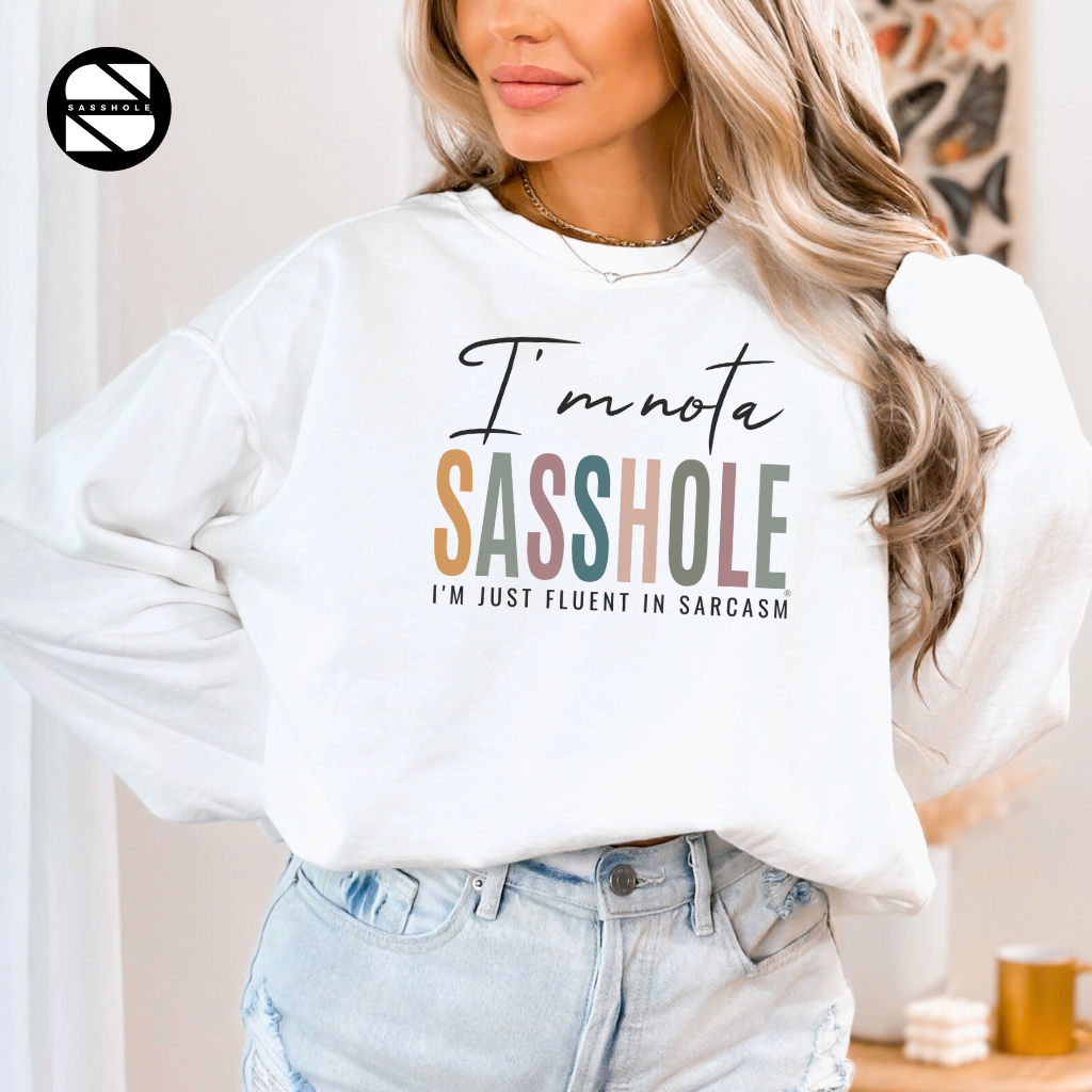 Sasshole White Women's graphic sweatshirts