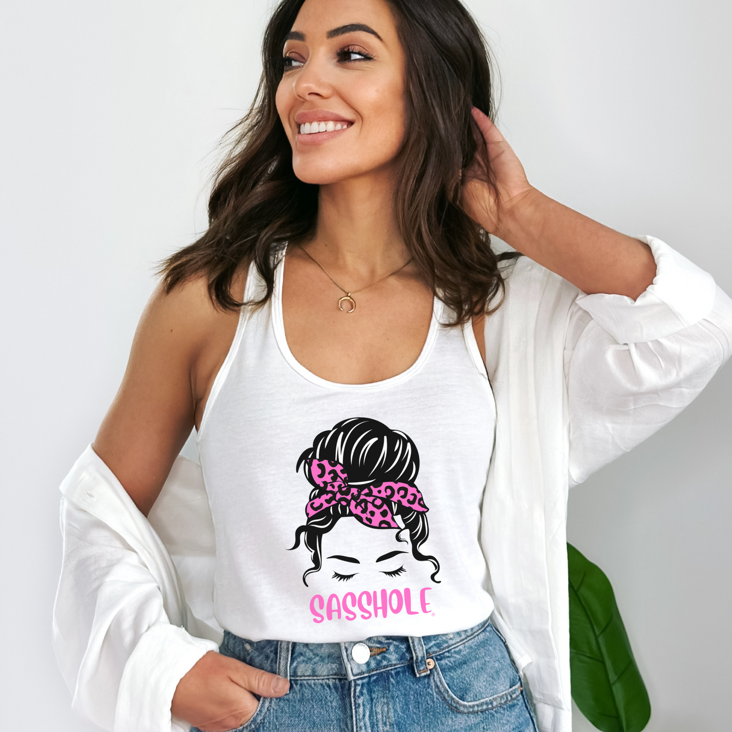 Sasshole® Leopard Bow Women's Tank Top - Fierce & Fabulous
