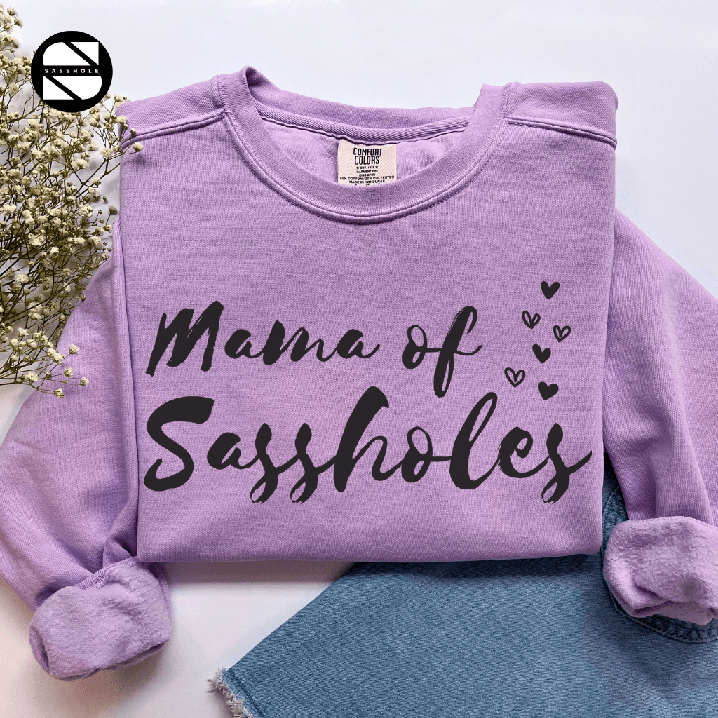 Chief Sass Officer: Mama of Sassholes Vintage Graphic Print Sweatshirts - Funny Graphic Tee by Sasshole® Clothing